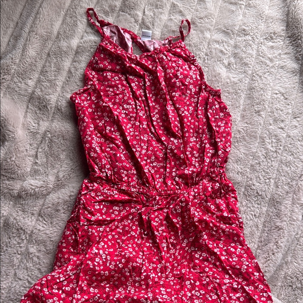 Red Floral Sleeveless Romper